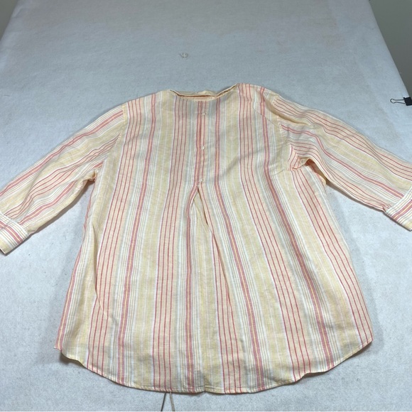 Chicos Linen Button Down Shirt Size 2.5 Striped Loose Tunic Sharkbite H… - Picture 5 of 10